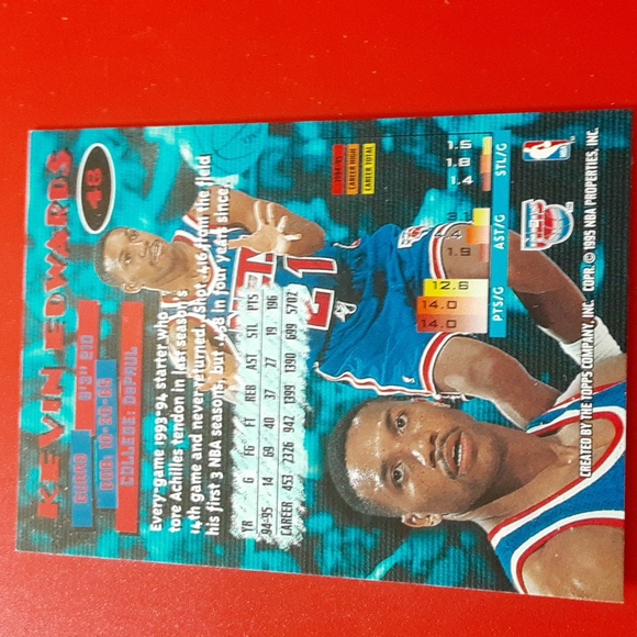 AUTOGRAPHED Kevin Edwards New Jersey Nets NBA Basketball Card - Picture 3 of 3